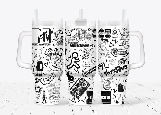 90's Themed Engrave File SVG 40 oz Tumbler