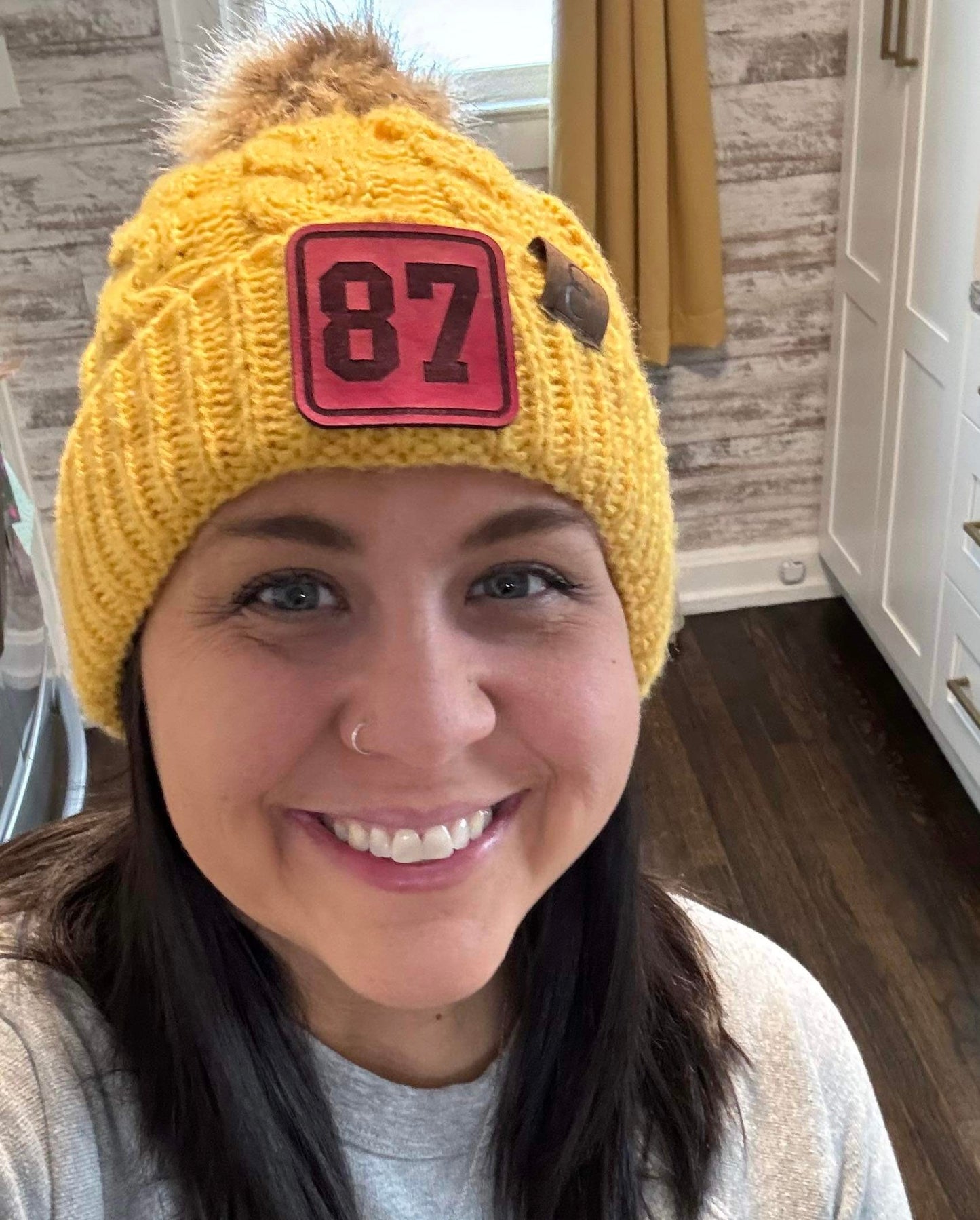 KC Number Beanie with Pom