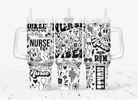 Nursing Themed Engrave File SVG 40 oz Tumbler